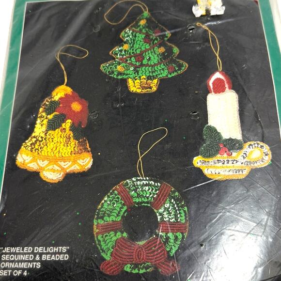 Bucilla 82482 Christmas Heirloom JEWELED DELIGHTS Ornaments NEW Sealed - Picture 1 of 5